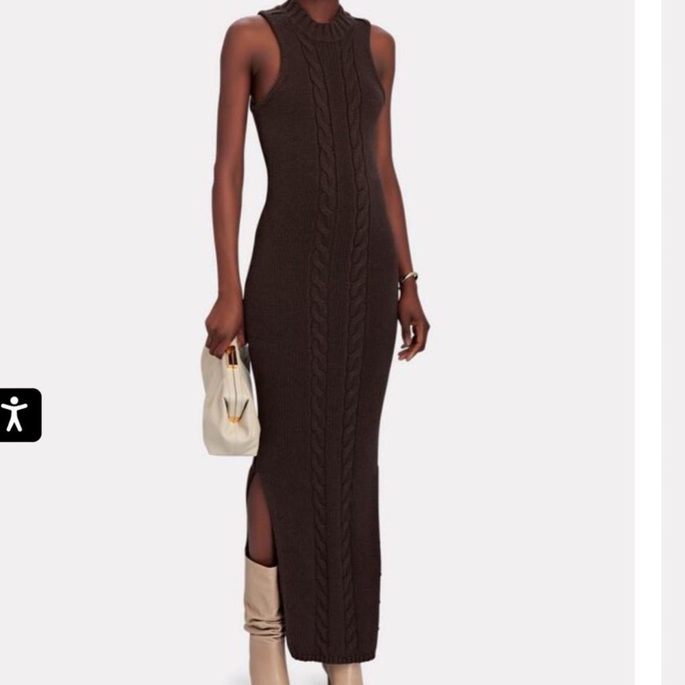 JOSLIN
Brown Cable Knit Cotton-Cashmere Midi Dress